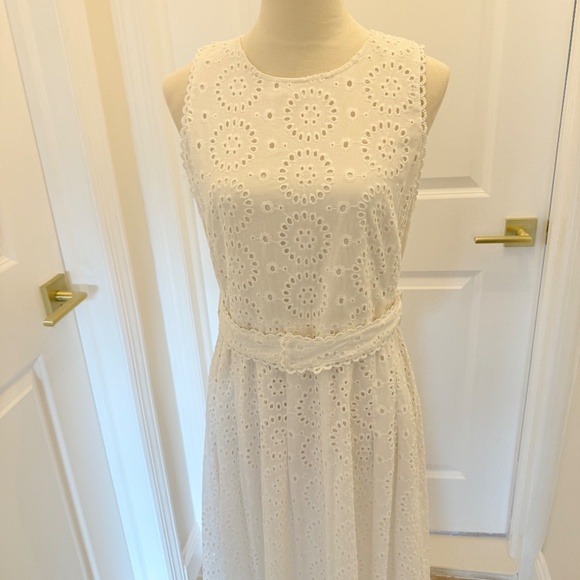 MANGO WHITE EYELET DRESS LARGE - Picture 5 of 9
